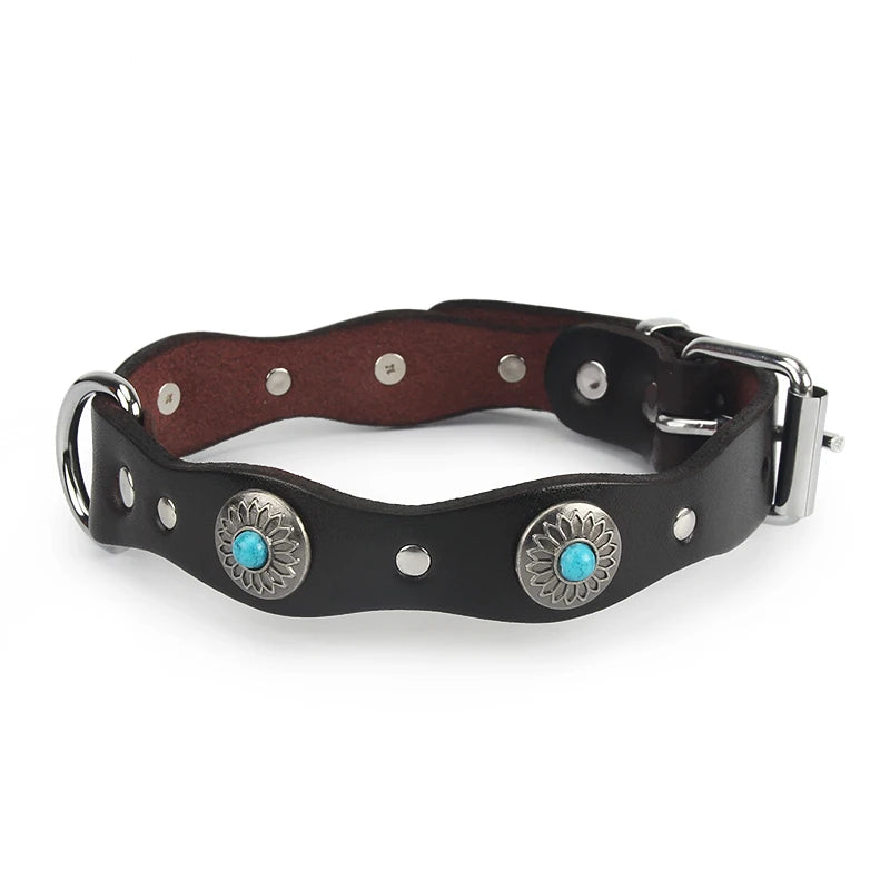 Collier en cuir fantaisie pour Staffie