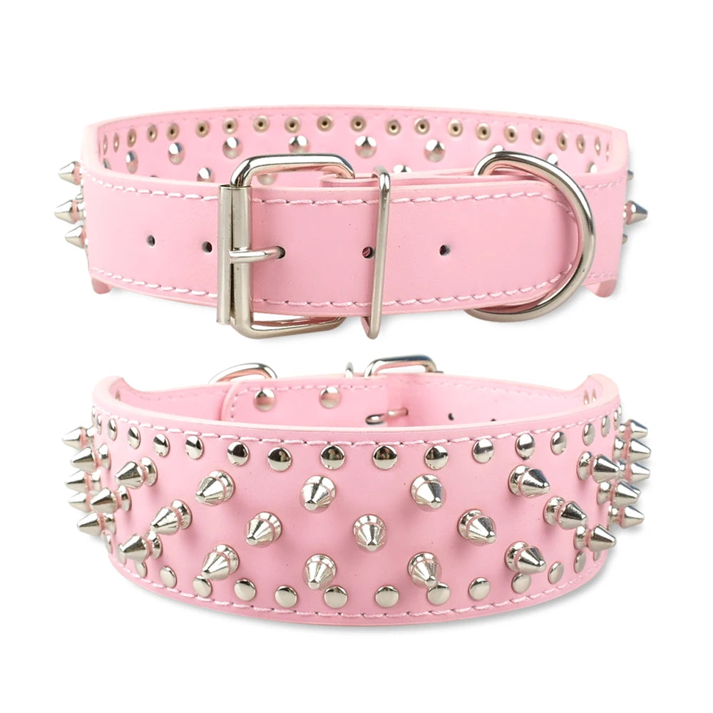 Collier en cuir Large clouté pour Staffie