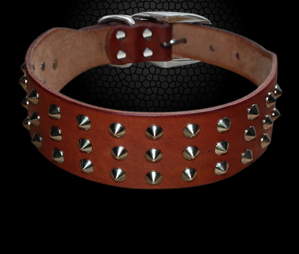 Collier en cuir Large clouté pour Staffie
