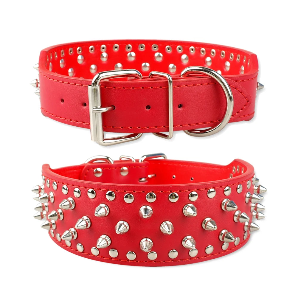Collier en cuir Large clouté pour Staffie