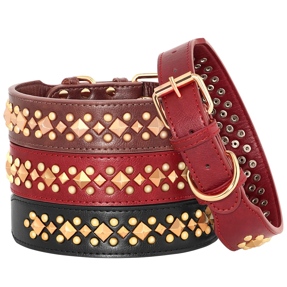 Collier en cuir clouté pour staffie