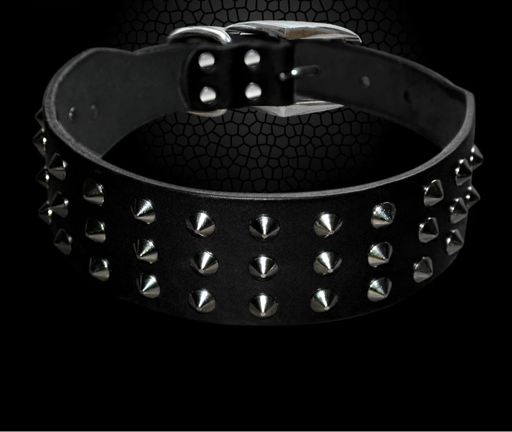 Collier en cuir Large clouté pour Staffie