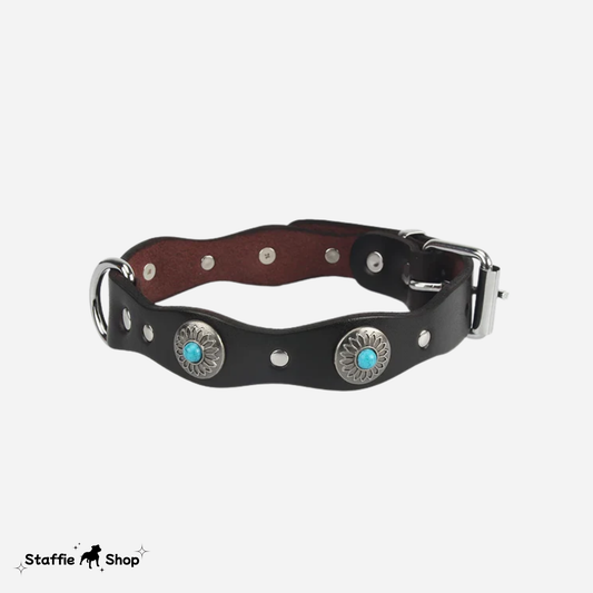 Collier en cuir fantaisie pour Staffie