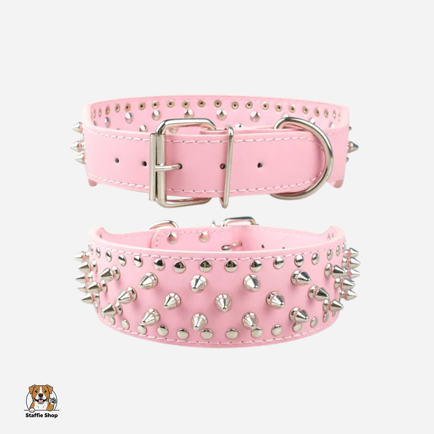 Collier en cuir large clouté