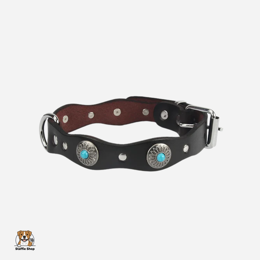 Collier en cuir fantaisie pour Staffie