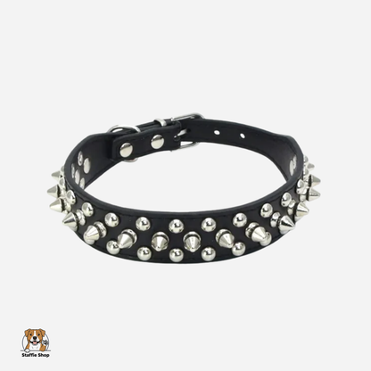 Collier en cuir à petits pics