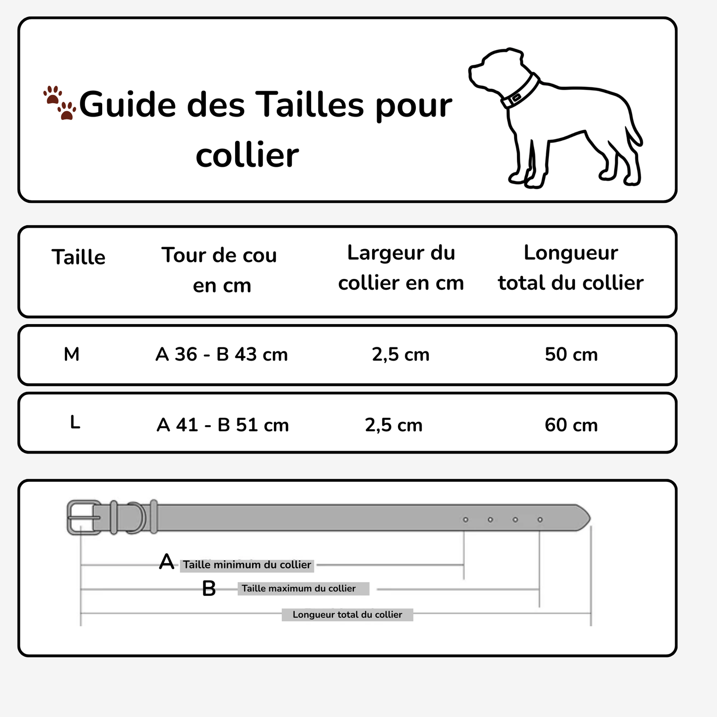 Collier en cuir fantaisie pour Staffie