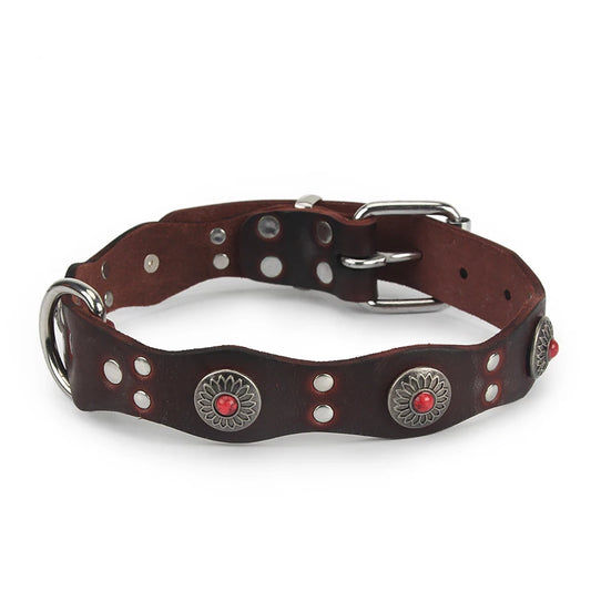 Collier en cuir fantaisie pour Staffie