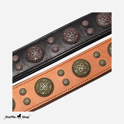Collier en cuir large pour Staffie
