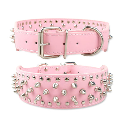 Collier en cuir Large clouté pour Staffie