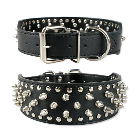 Collier en cuir Large clouté pour Staffie